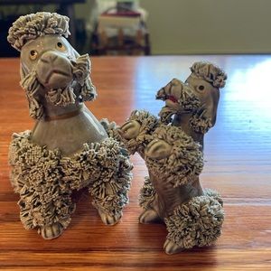 Antique gray poodle statues